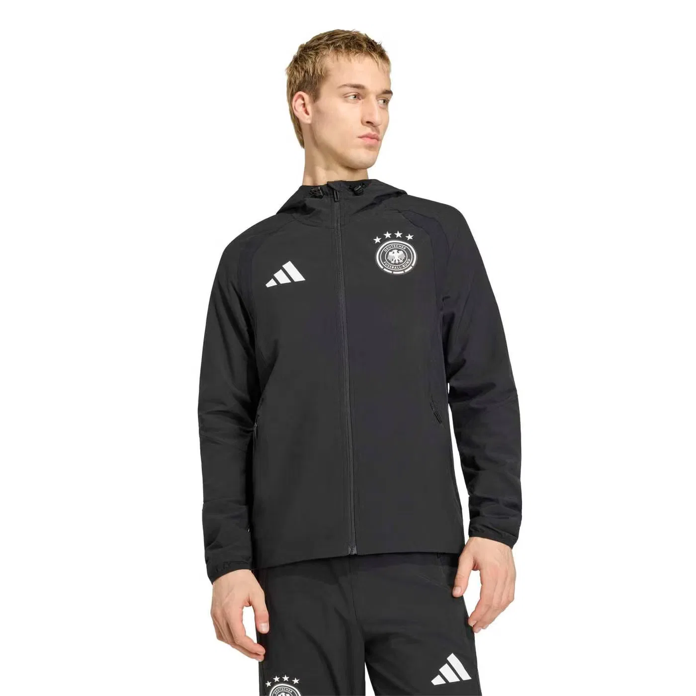 Ветровка с длинным рукавом Germany Tiro Travel Adidas, черный — фото 2