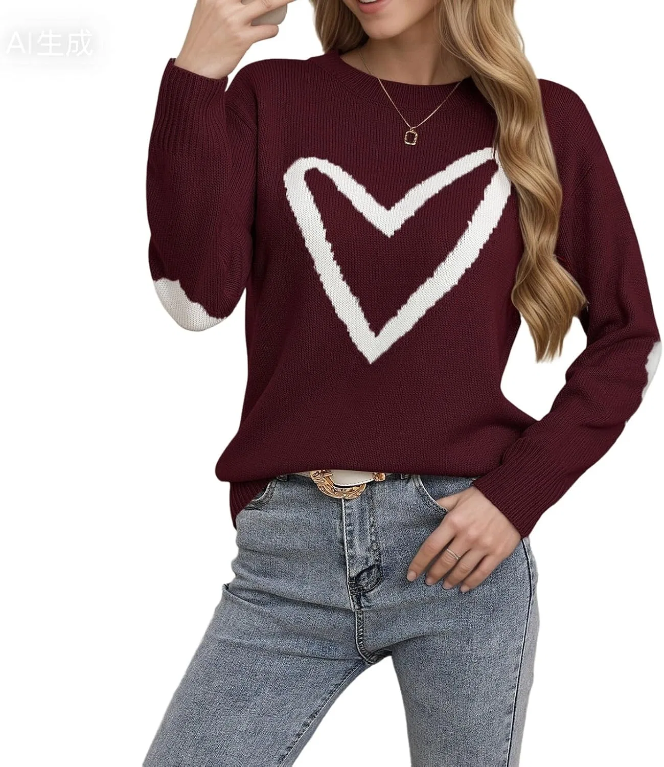 Женский свитер с длинным рукавом Vintage Heart Elbow