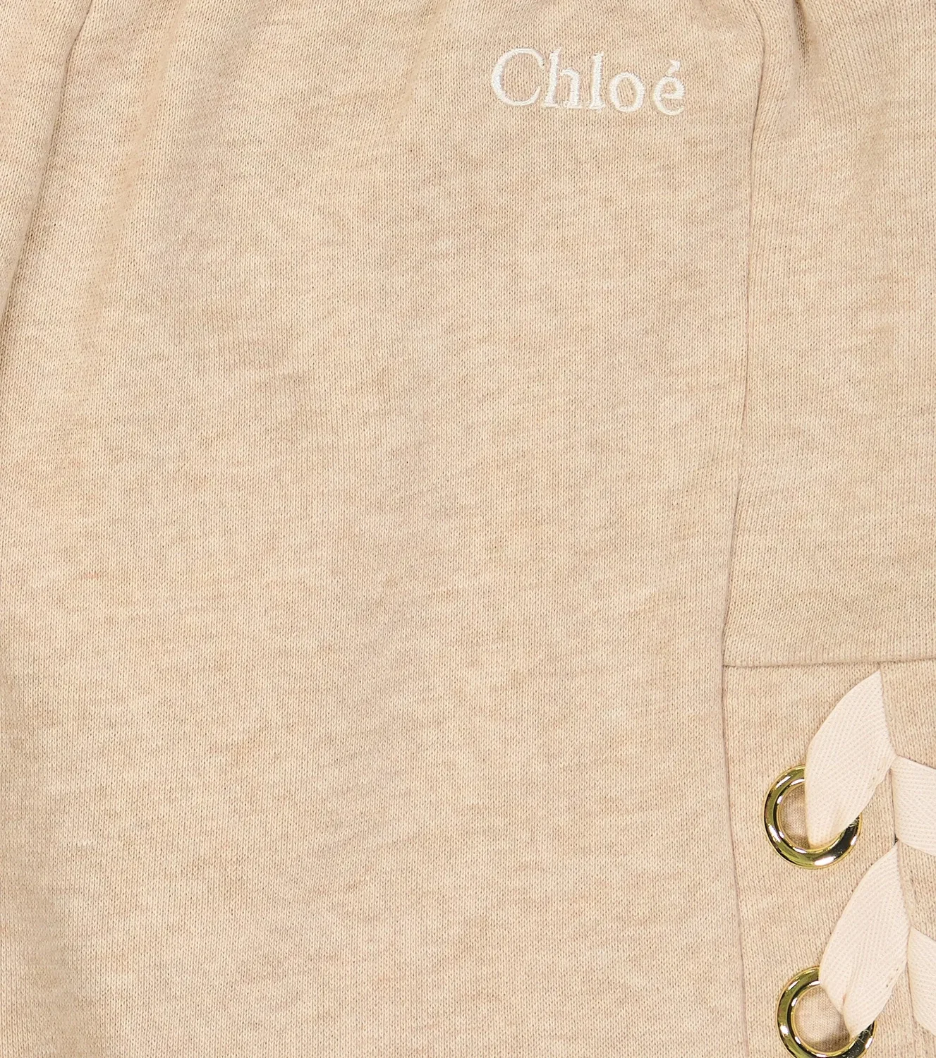 Шорты хлопковые Chloé Kids, бежевый — фото 3