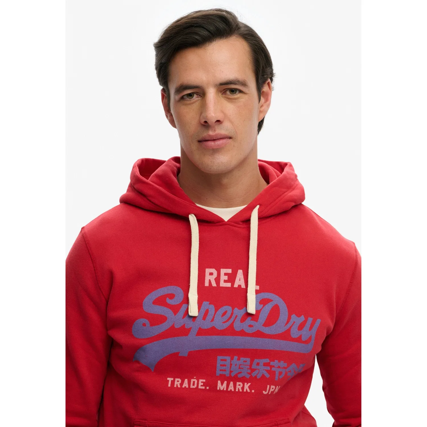 Мужской худи с капюшоном с винтажным логотипом Superdry, Base Red — фото 3