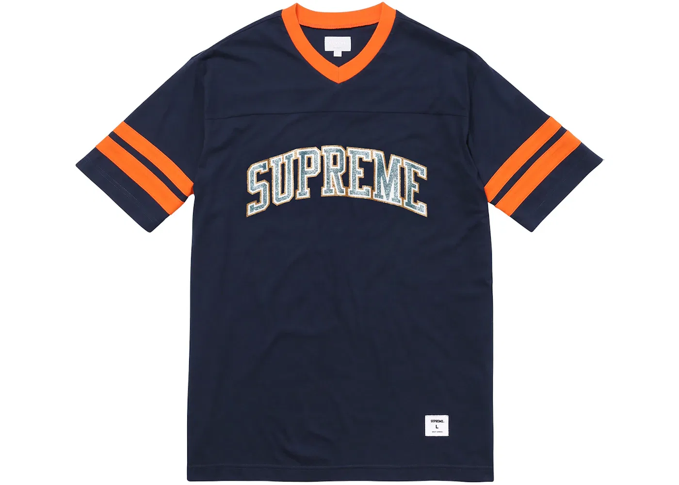 Мужская футболка Supreme Glitter Arc Football Top, Navy