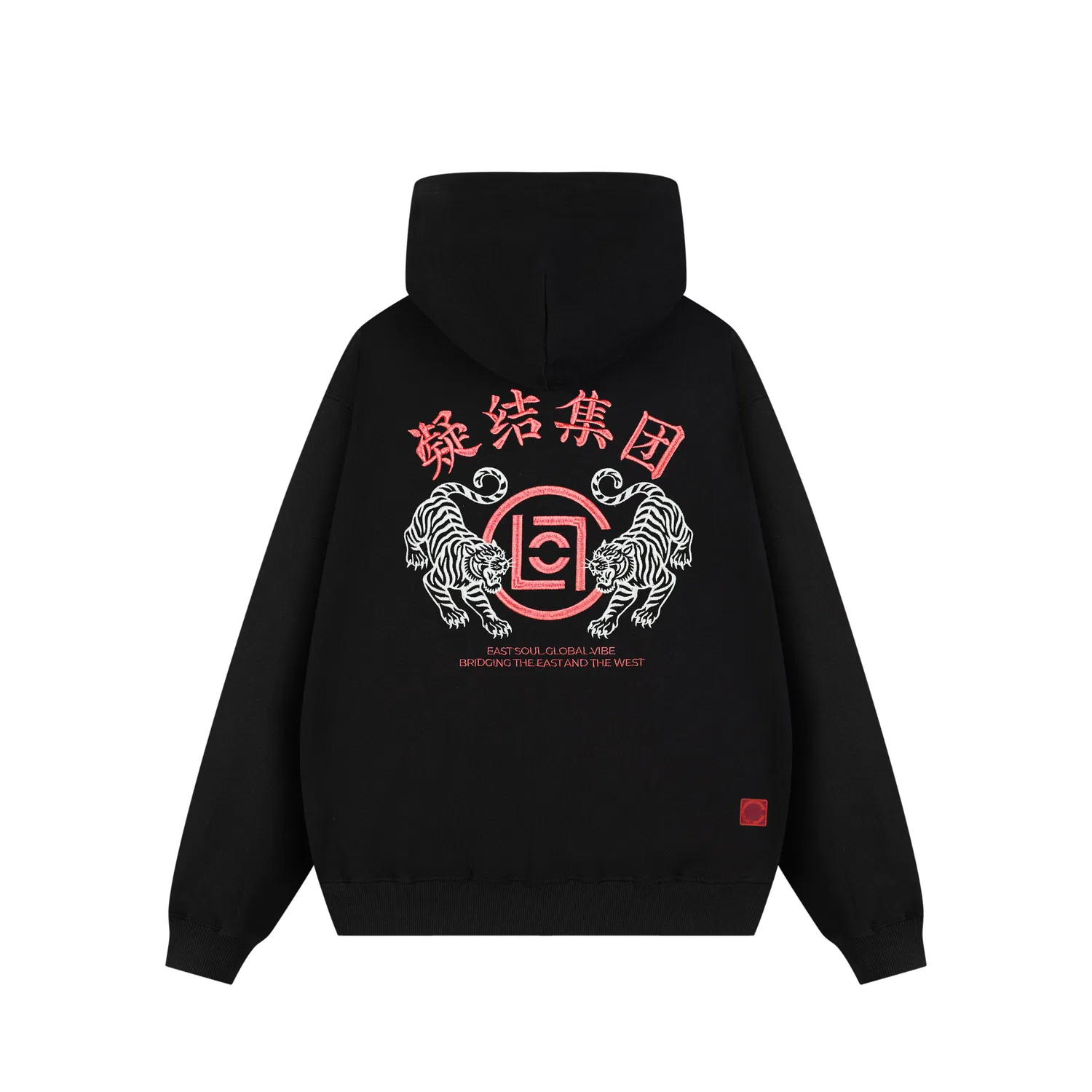 Детский худи с капюшоном с вышивкой Black with Pink Embroidery CLOT