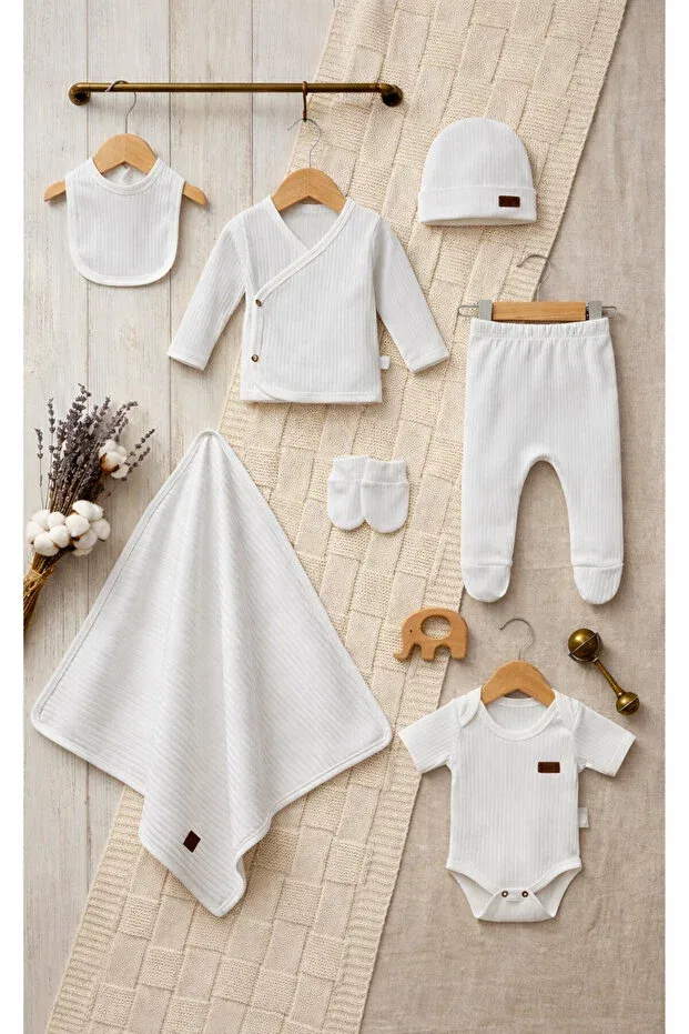 Детский комплект для новорожденных хлопковый 7 предметов Mbk Garden, White