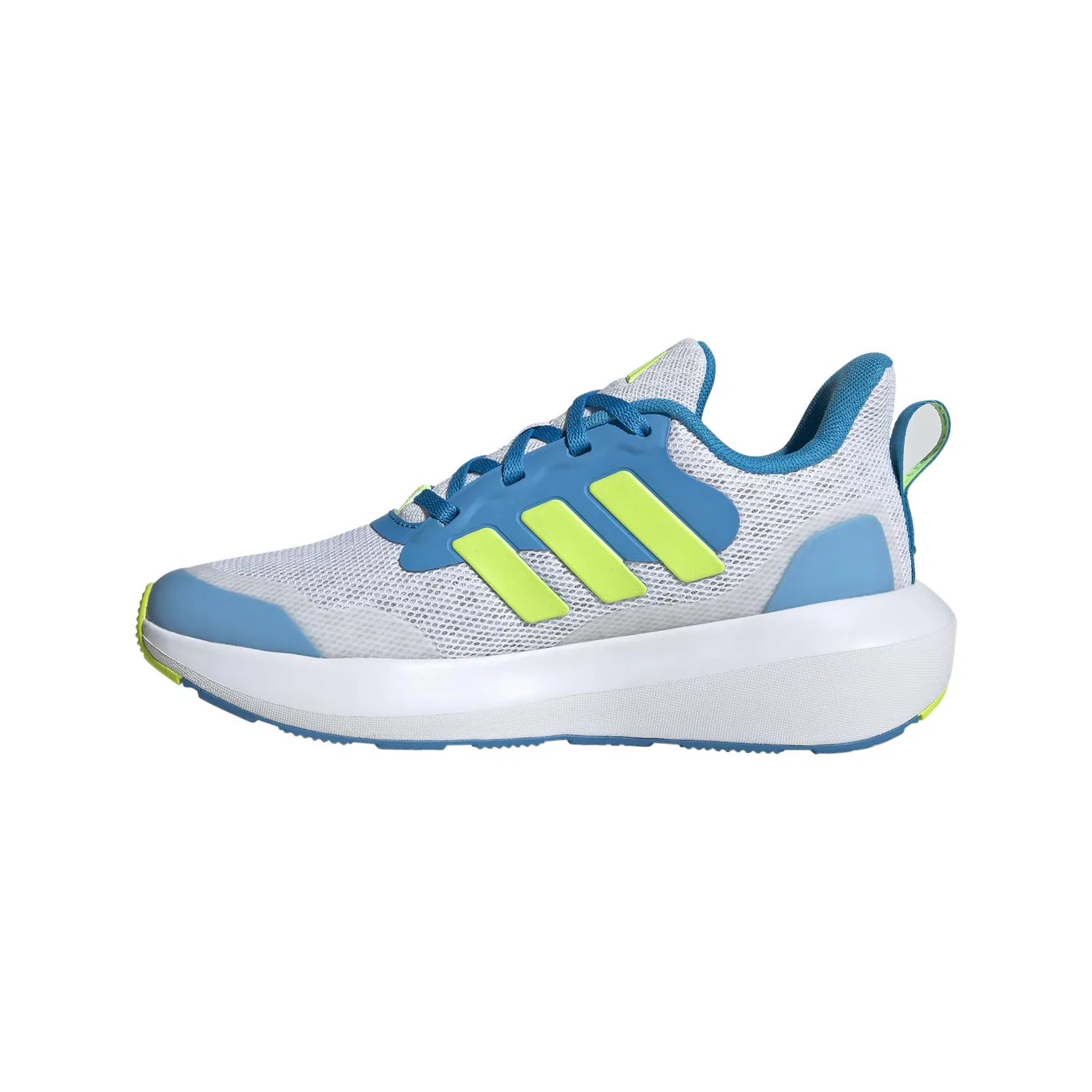 Детские кроссовки для девочек с шнуровкой Fortarun 3.0 Adidas, Grey Dotted Lemon Shiny Solar Blue