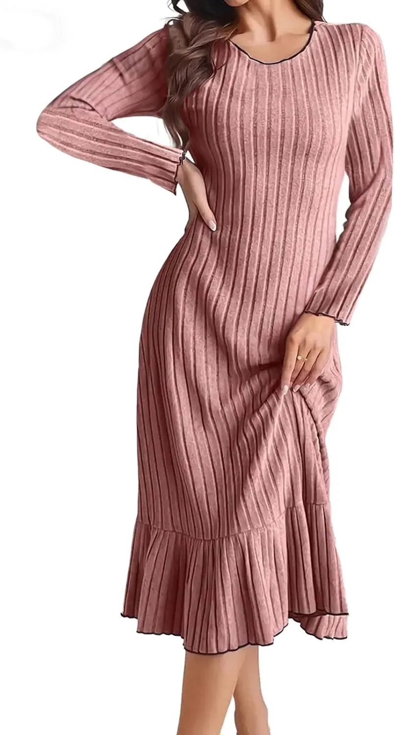 Женское платье с воланами Ribbed Knit Generic, 80