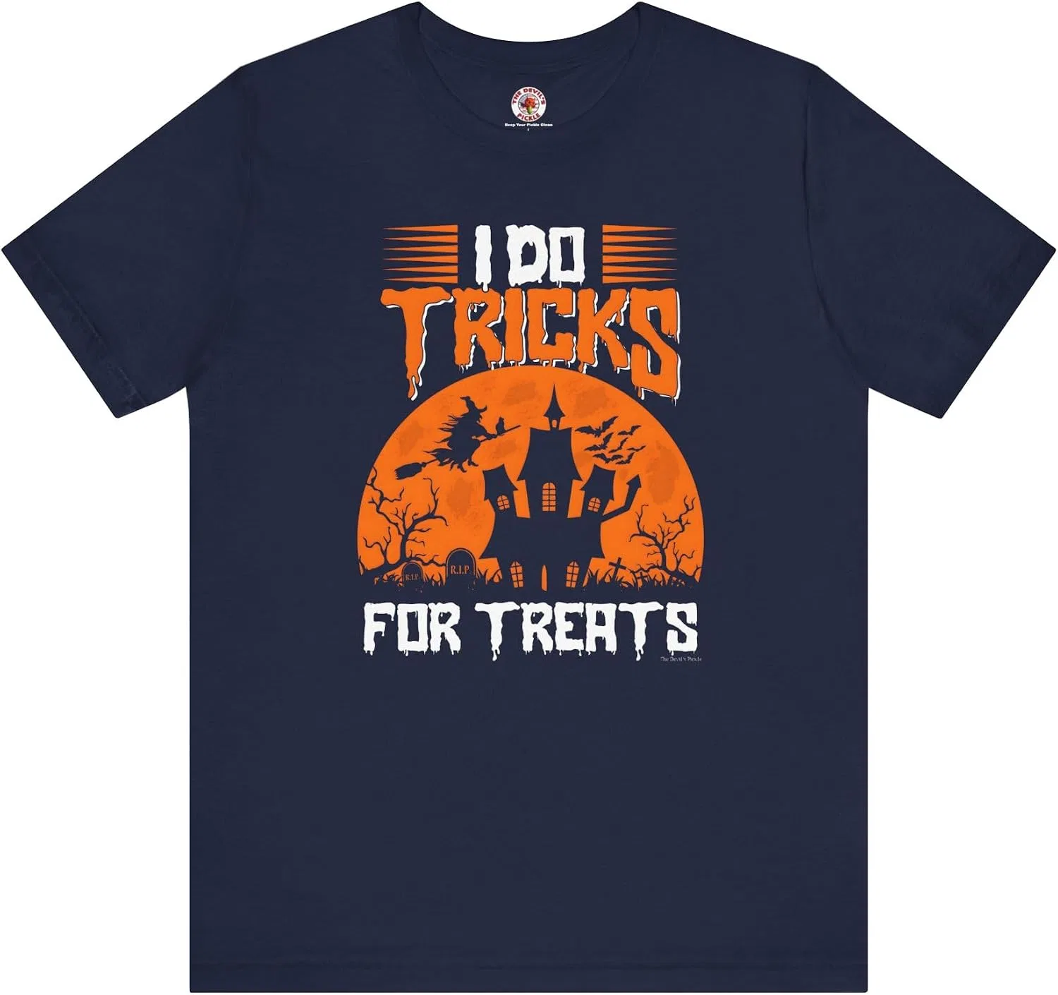Женская футболка с принтом I Do Tricks For Treats Bella+Canvas, Navy