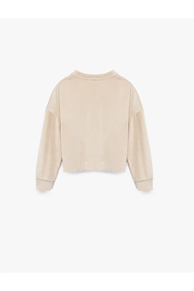 Детские свитшот для девочек с длинным рукавом Koton, Beige — фото 2