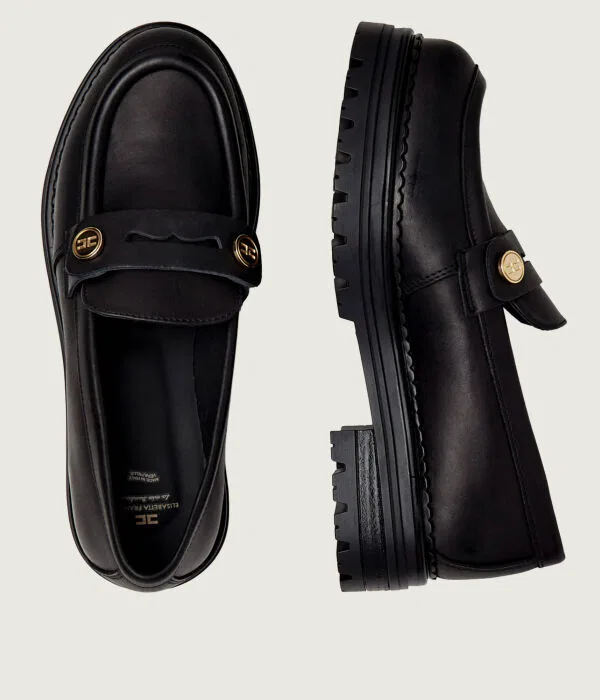 Детские лоферы из кожи модель Loafer di pelle Elisabetta Franchi, черный — фото 4