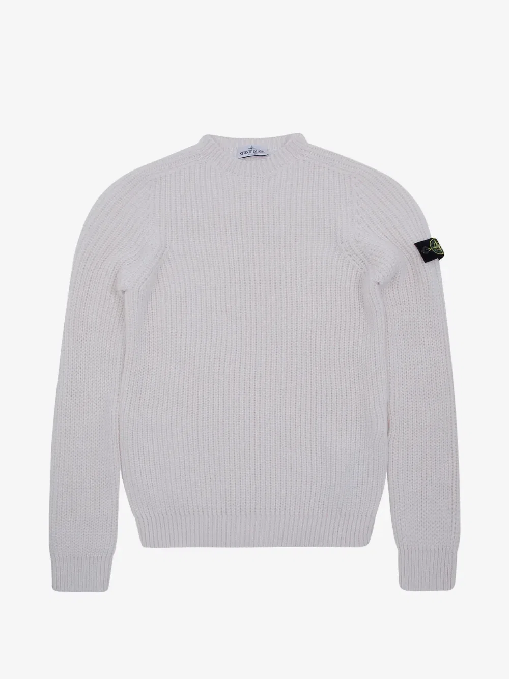 Свитер крупной вязки с нашивкой в виде компаса Stone Island Junior, белый