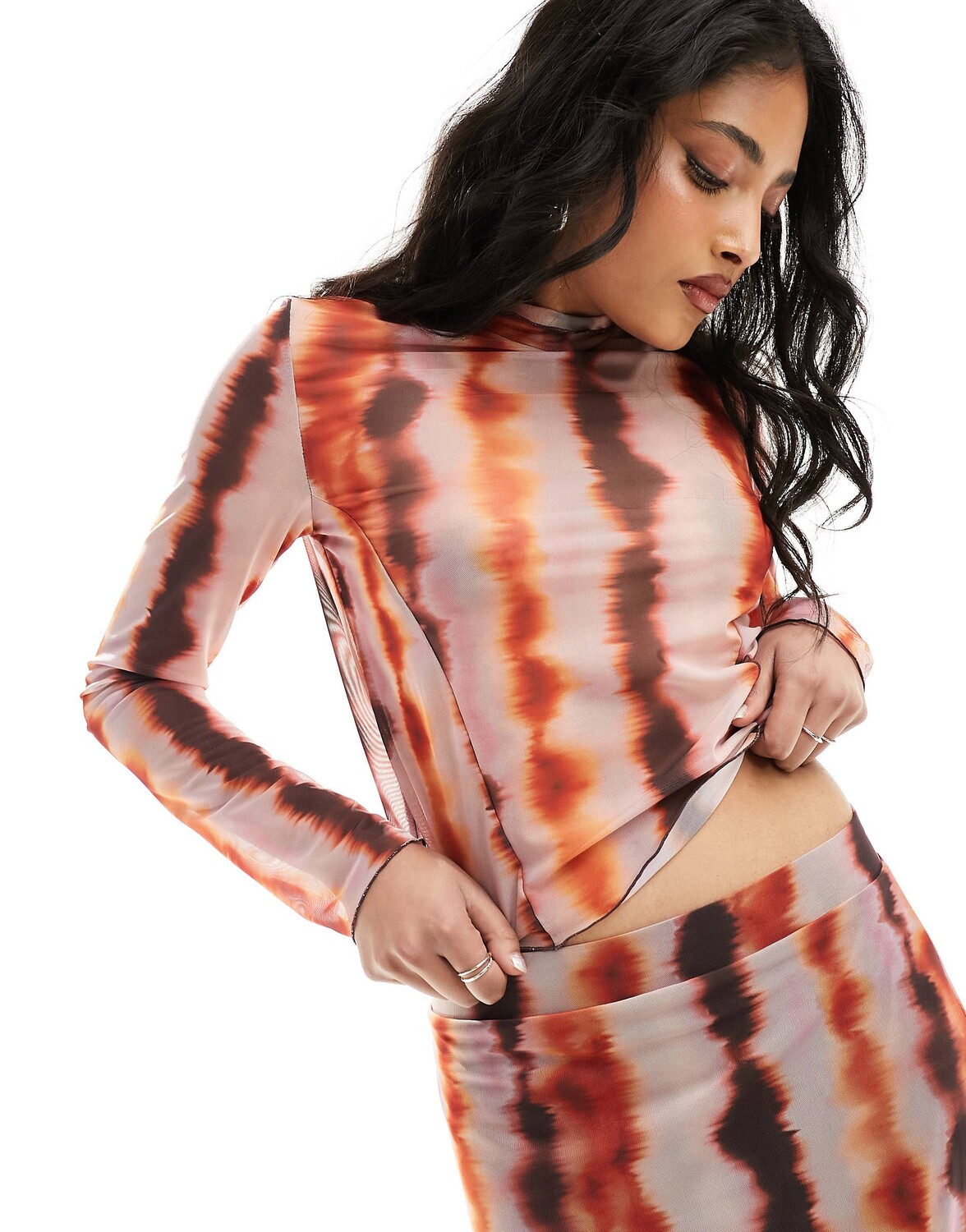 

Лонгслив Pieces High Neck Tye Die Jersey, мультиколор