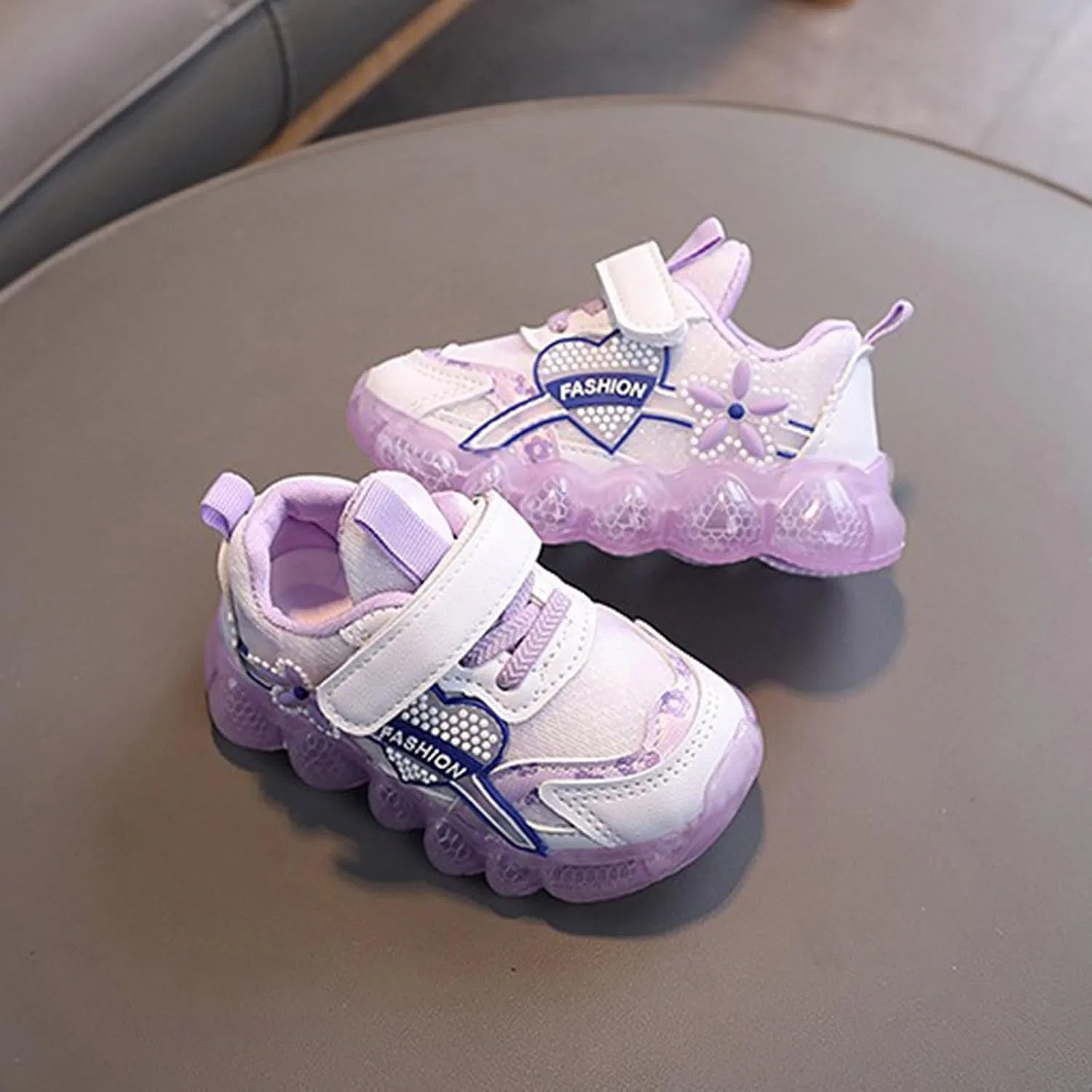 Детские кроссовки для девочек с принтом из сетки, Purple — фото 4