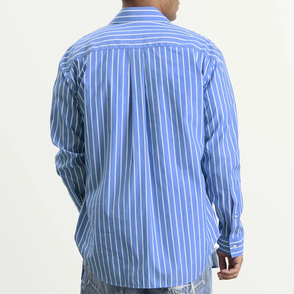 Мужская рубашка с полосатым принтом Stripe Regular Fit Shirt Balenciaga, Blue/White — фото 3