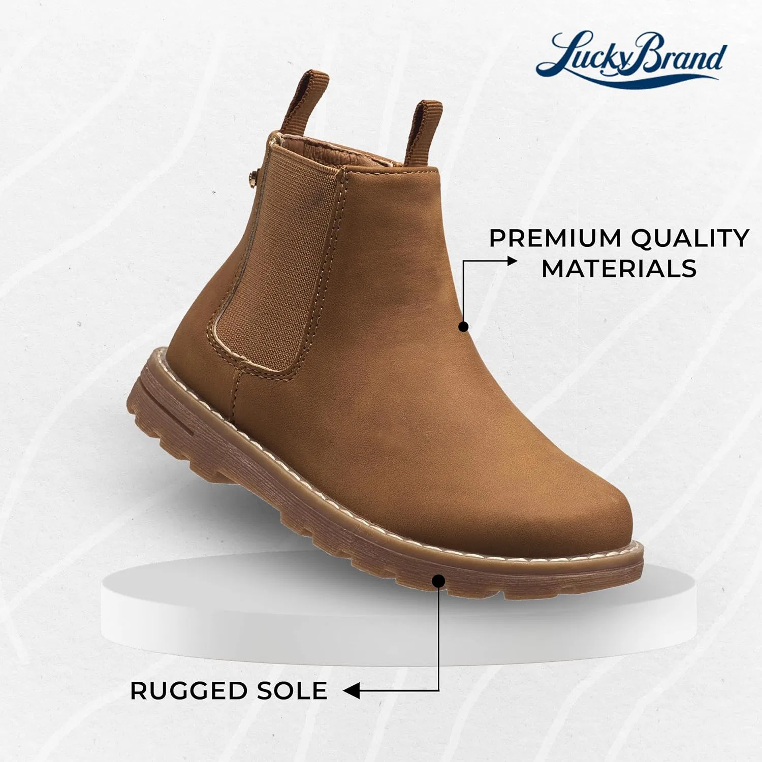 Детские ботинки для девочек с молнией Chelsea Lucky Brand, Cognac Suede — фото 2