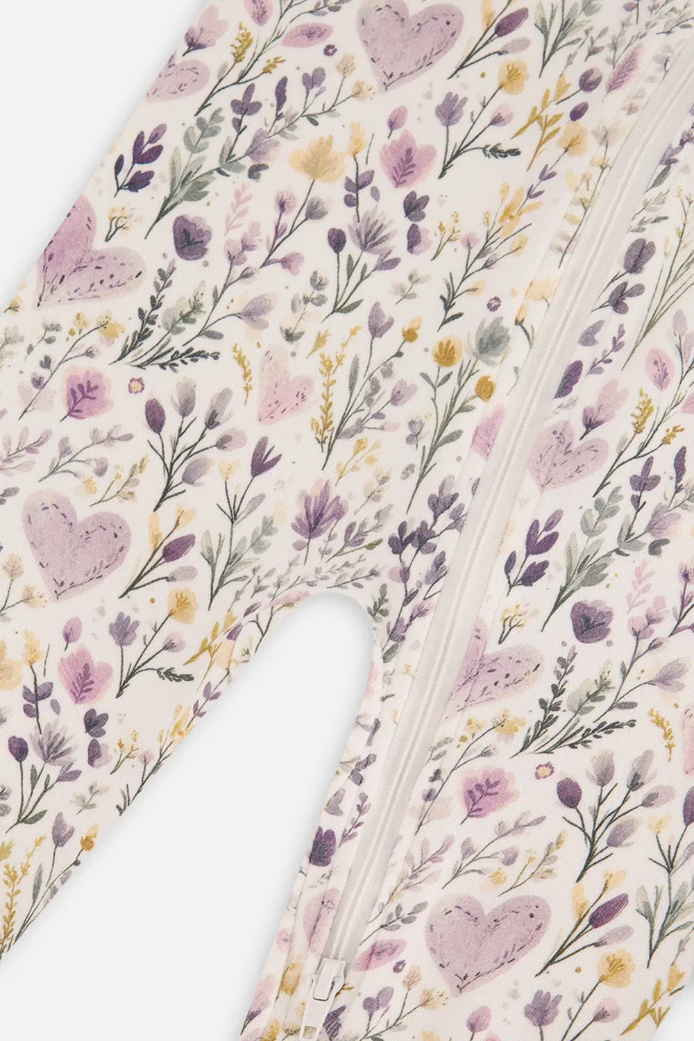 Детский комбинезон-пижама с длинным рукавом и принтом сердечки Deux par Deux, Beige With Hearts Print — фото 3
