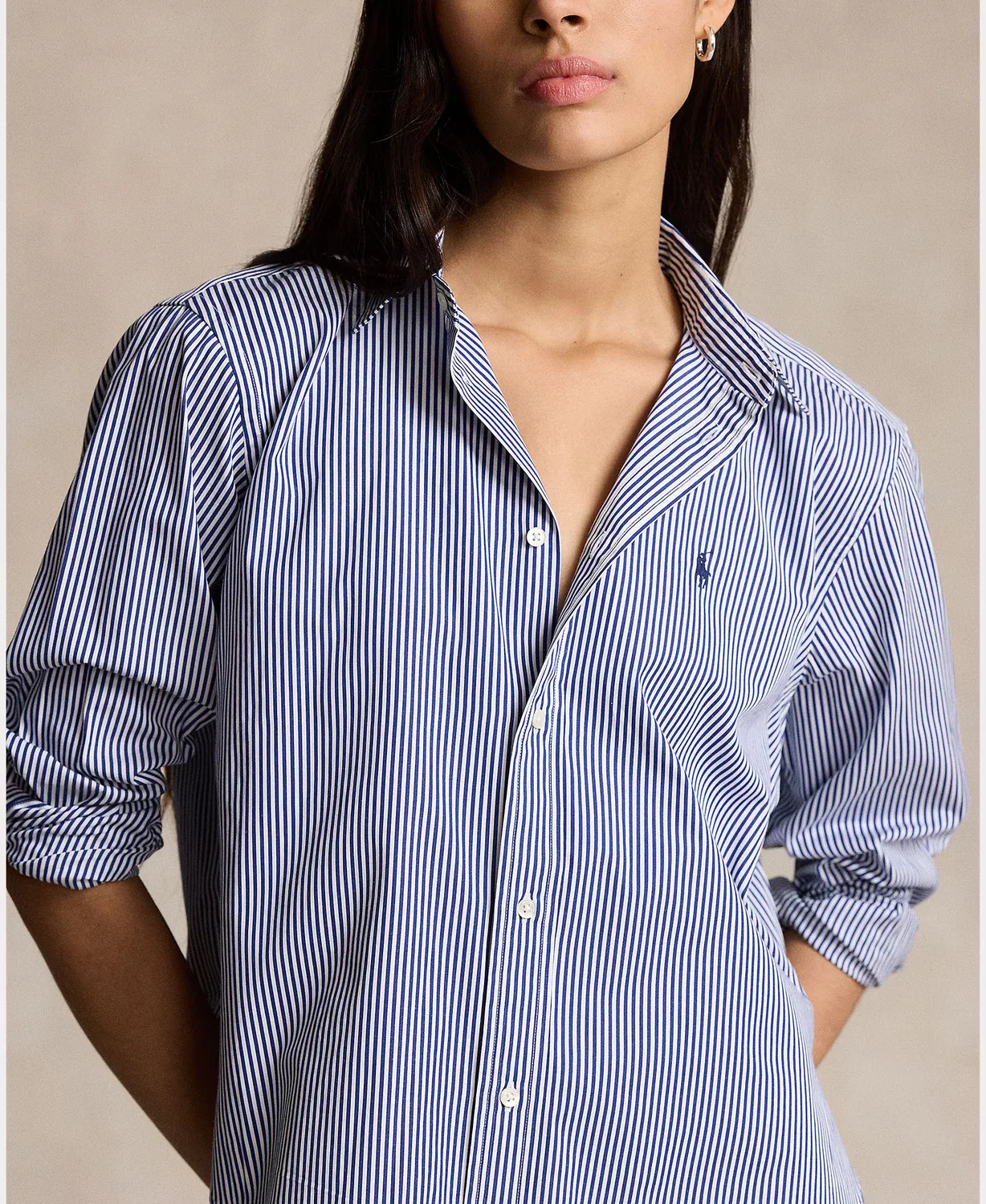 Женская рубашка из хлопка, Polo Ralph Lauren, синий — фото 3