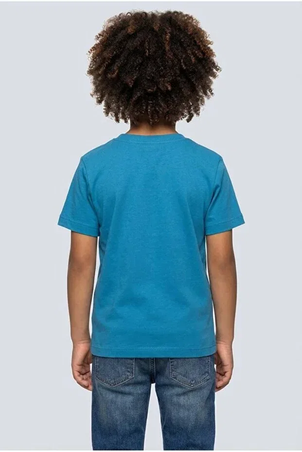 Детская футболка для мальчиков с принтом Brix, Medium Blue — фото 2