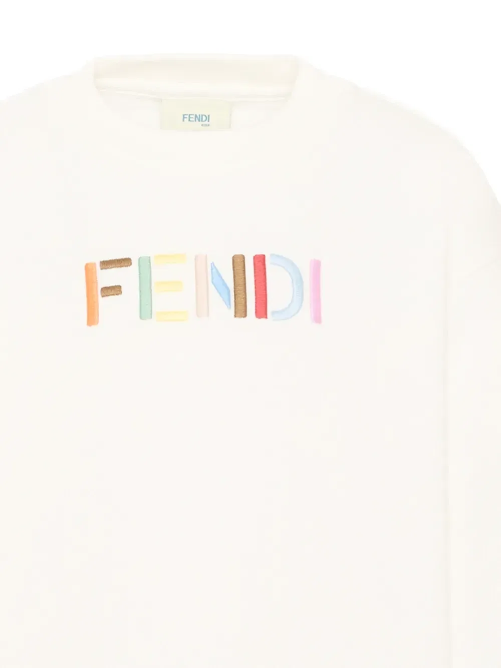 Свитер с вышитым логотипом Fendi Kids, бежевый — фото 3