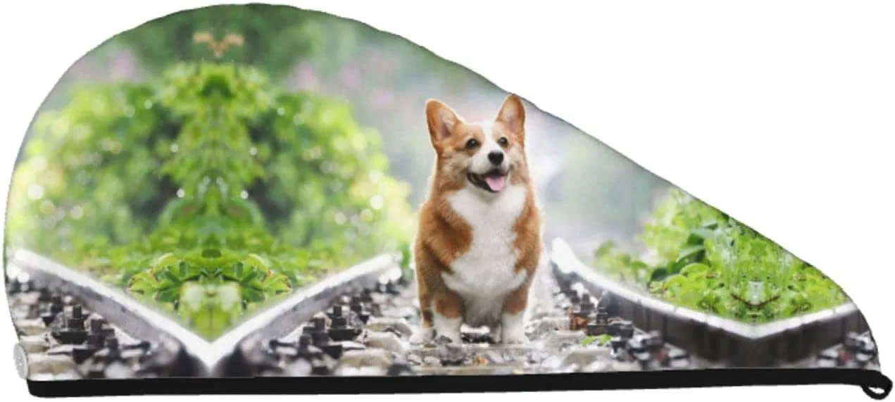 Шапочка для душа с принтом Corgi, Debou, полиэстер, 26.9x65 см