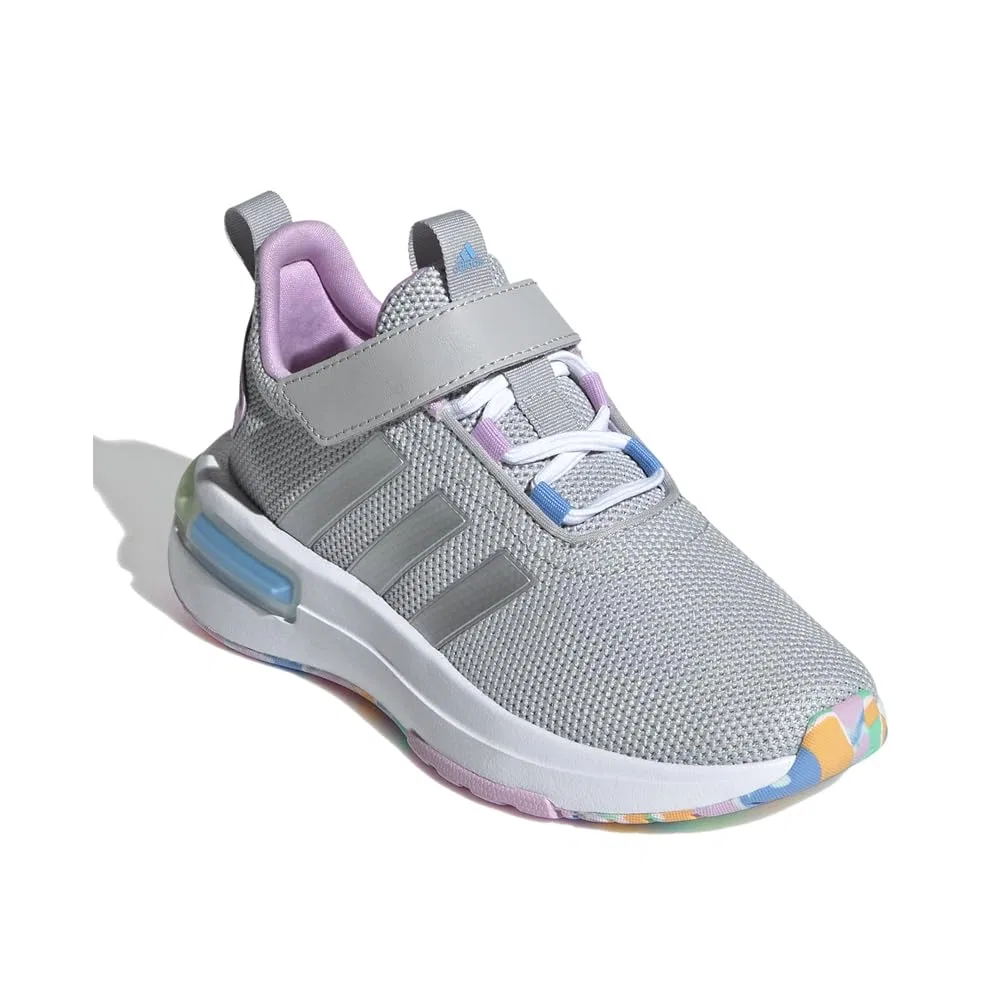 Детские кроссовки для мальчиков с шнуровкой Racer Tr23 Adidas, Grey Silver Metallic Bliss Lilac Lace Elastic — фото 2