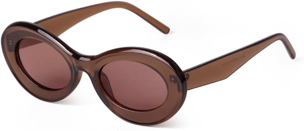 

Солнцезащитные очки с защитой UV400 | Маленькая овальная оправа в стиле 90-х, коричневые линзы | для женщин и мужчин, для занятий спортом на открытом воздухе и вождения DSVIGF, 03