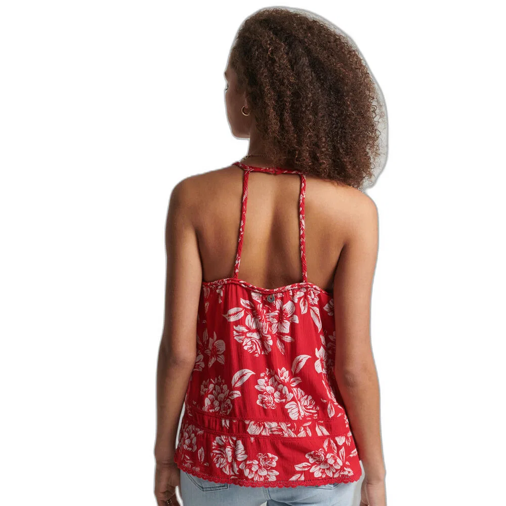 Женская блузка на тонких бретелях Vintage Beach Cami Top Superdry, Rot Hellrot Korallenrot — фото 3