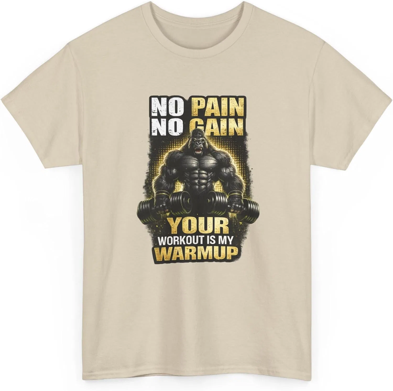 Женская футболка с принтом No Pain No Gain Gildan 5000, Sand — фото 4
