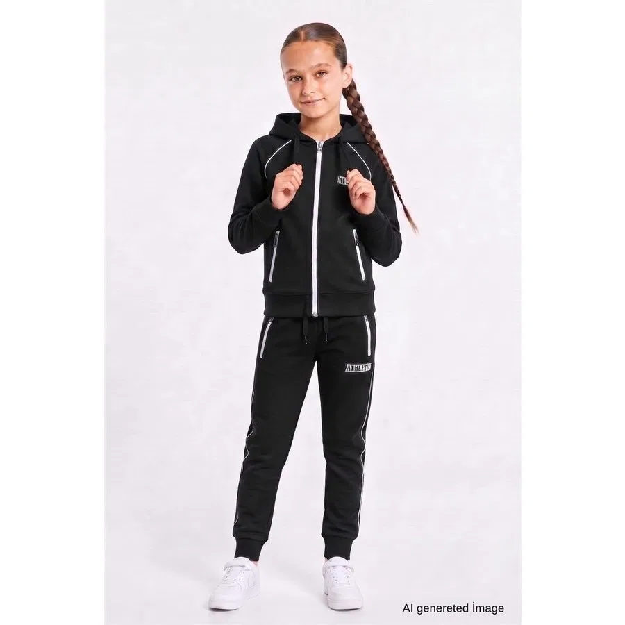 Спортивный костюм с капюшоном и принтом Athletic, реглан, Pina Kids, Черный