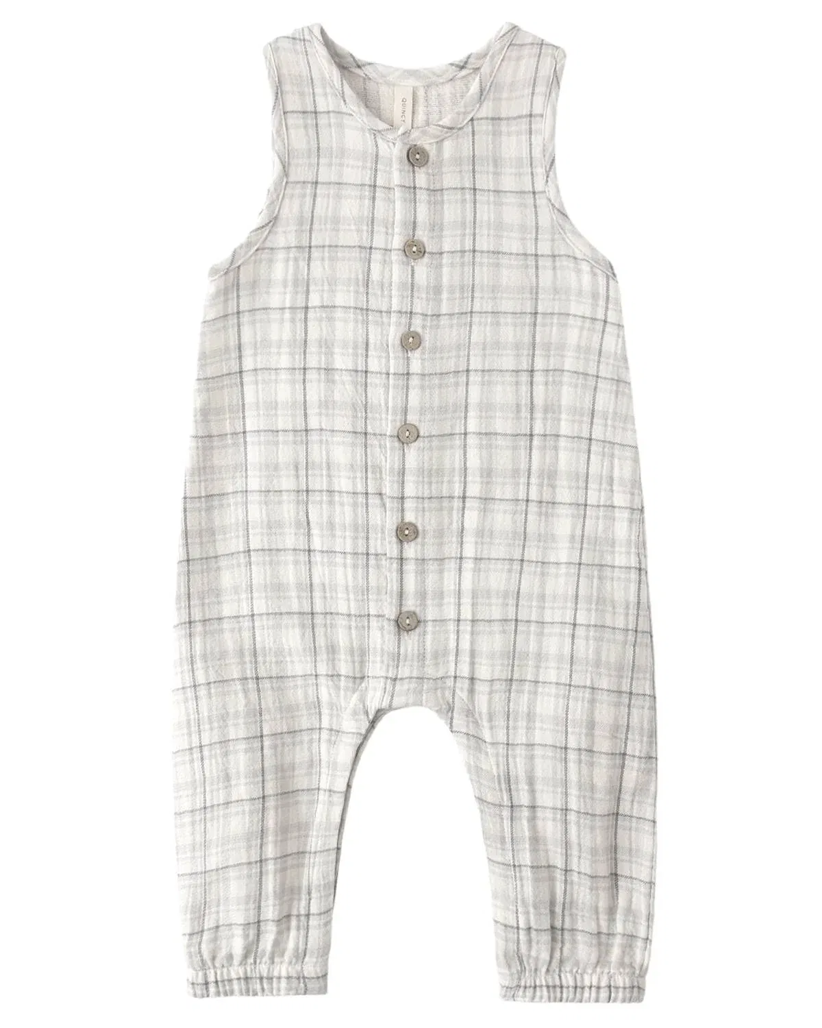 Детский комбинезон без рукавов из органического хлопка Blue Plaid Quincy Mae, Blue Plaid — фото 3