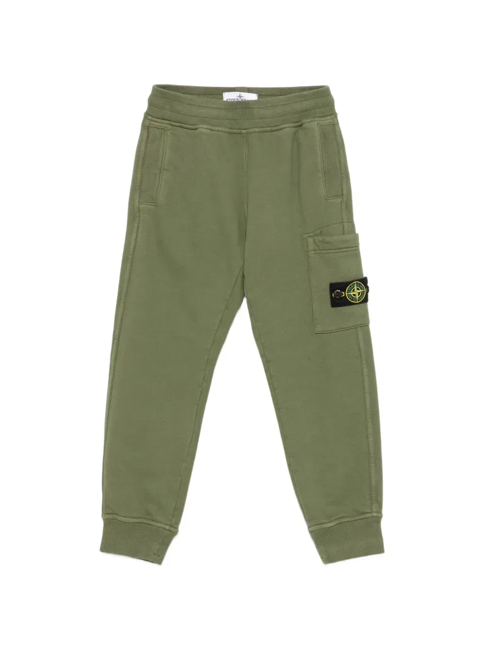 Брюки-карго из хлопка с нашивкой-логотипом Stone Island Junior, зеленый