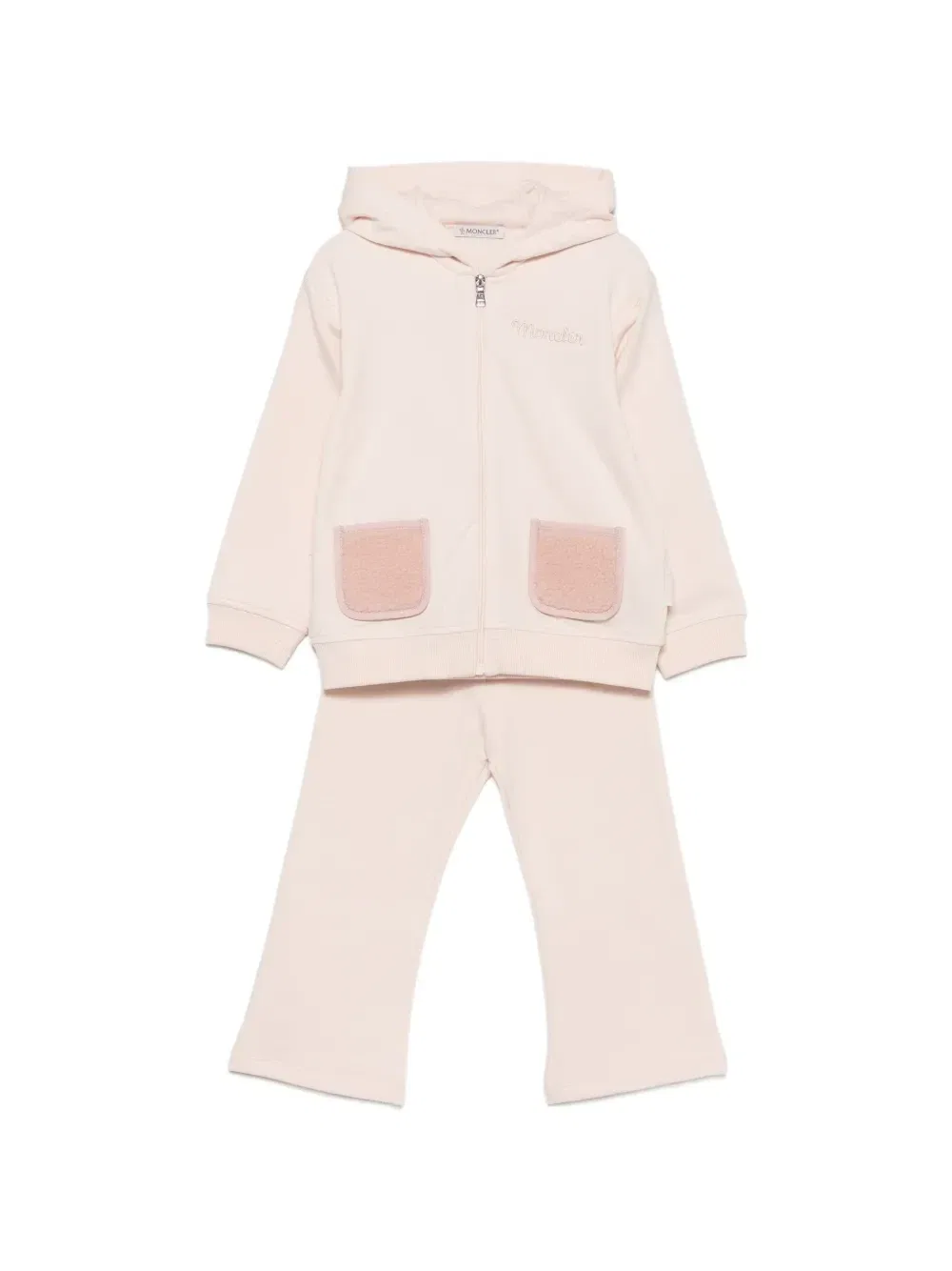 Спортивный костюм с вышитым логотипом Moncler Enfant, розовый