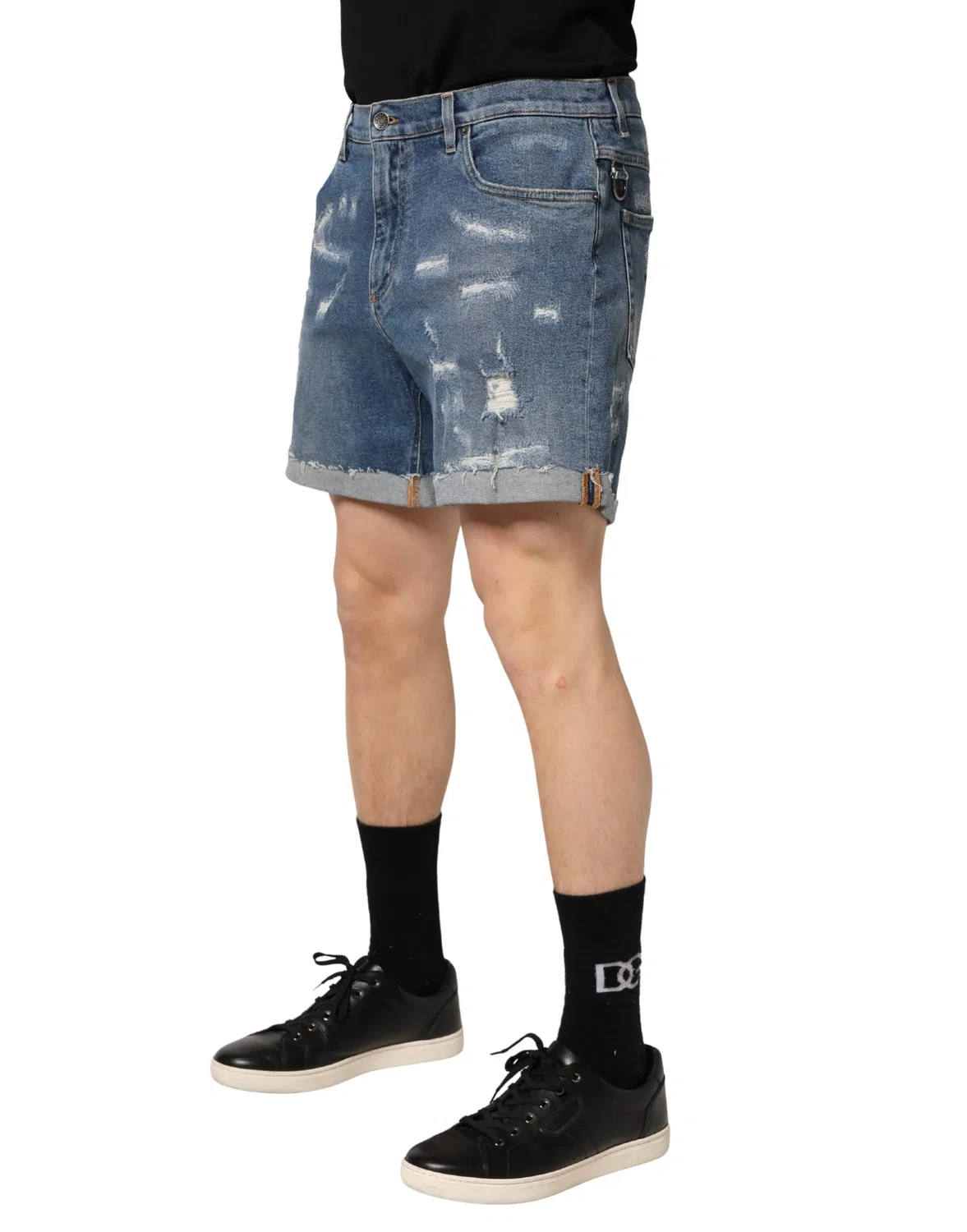 Мужские шорты-бермуды с потертостями Bermuda Denim Shorts Dolce & Gabbana, Blue — фото 4