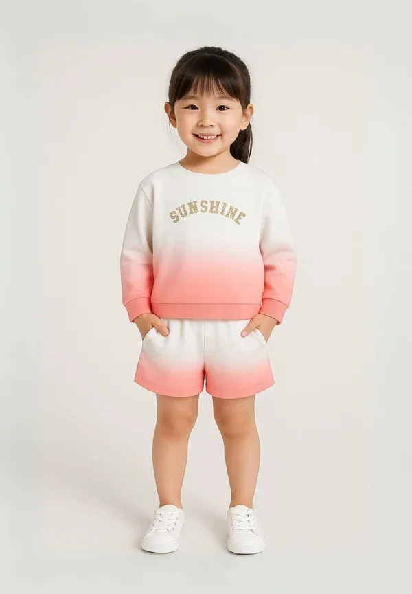 Комплект из свитшота и брюк с градиентом Ombre set Minoti Coral White Off, белый