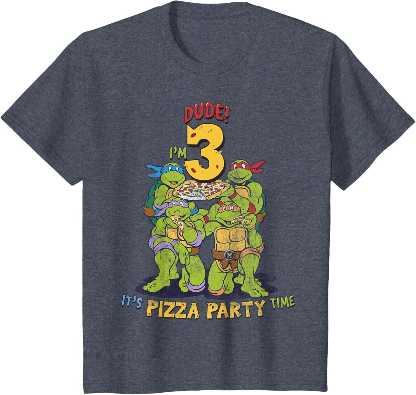 

Футболка для подростков Teenage Mutant Ninja Turtles I'm 3 Dude Pizza Birthday Party, синий вереск