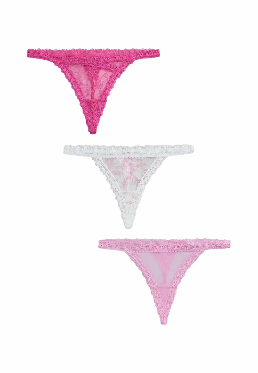 Трусики-Стринги, сетчатые и кружевные, комплект из 3 штук Next, Pink White — фото 4