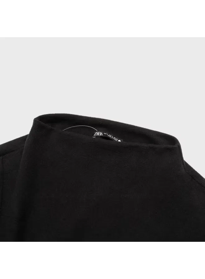 Платье трикотажное с полузакрытым воротом Zara, черный — фото 4