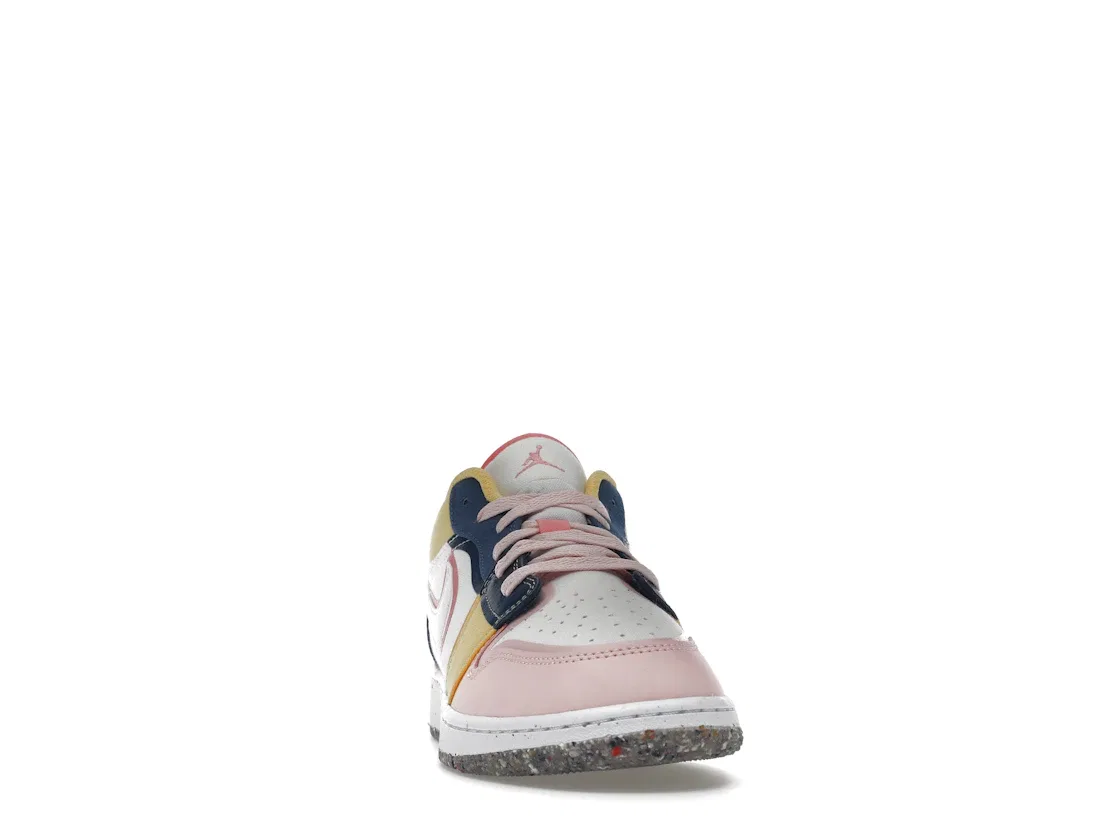 Детские кроссовки с принтом Jordan 1 Low SE Multi Canvas, White/French Blue/Topaz Gold/Coral Chalk — фото 2