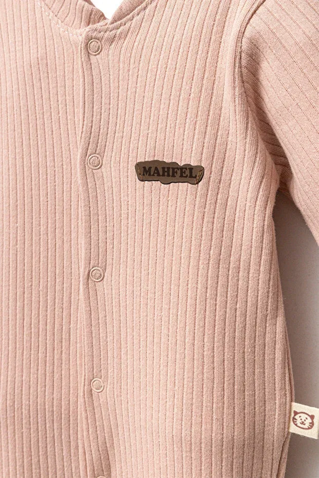 Детское боди-комбинезон с длинным рукавом в полоску Mahfel, Rose Dry — фото 3
