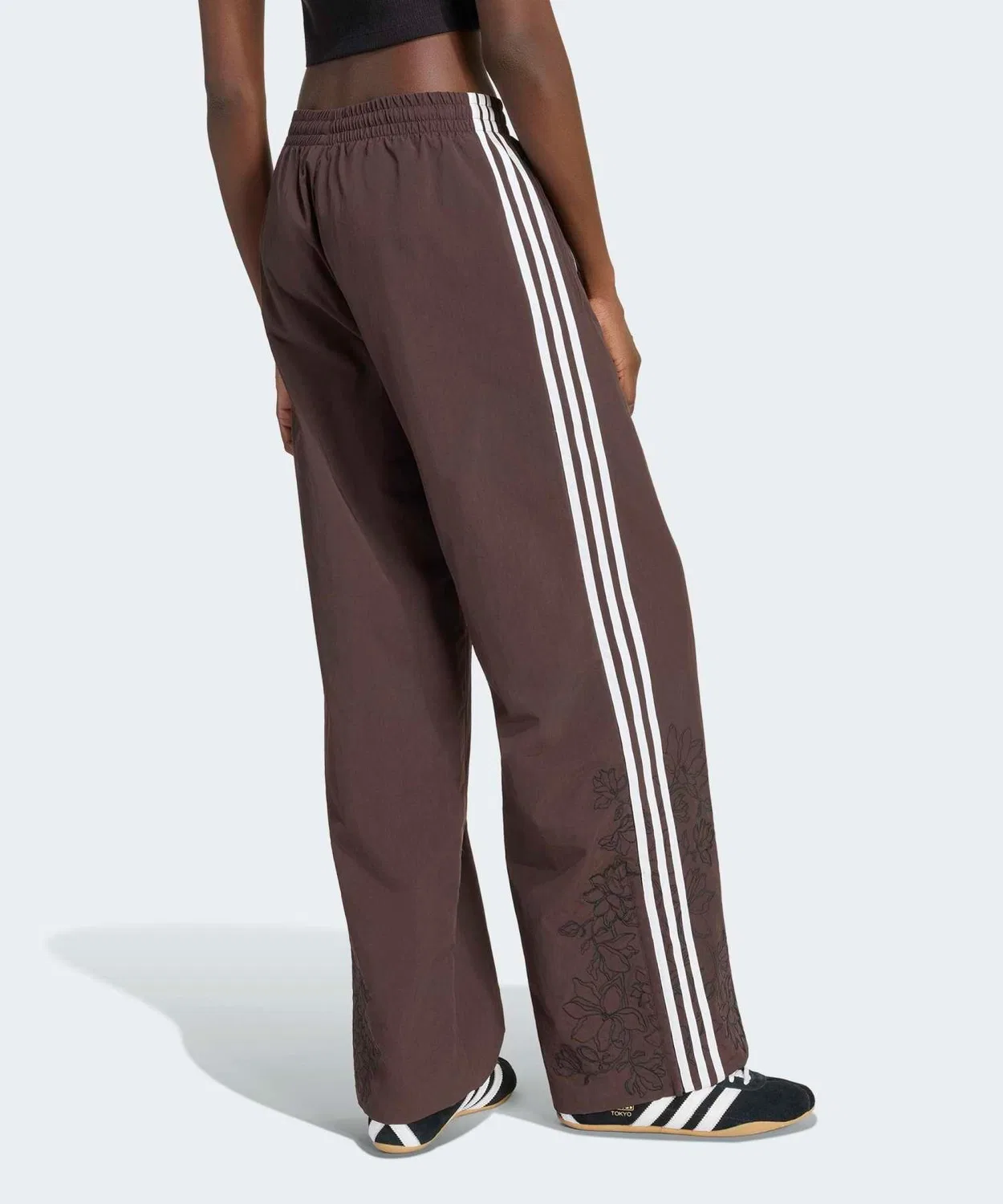 Женские свободные спортивные брюки с цветочным принтом Firebird Adidas, Коричневый — фото 2