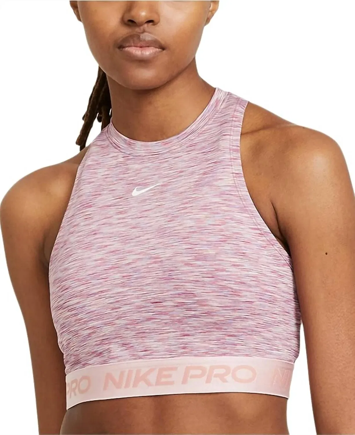 Женская укороченная майка без рукавов Pro Space Dye Crop Tank Top Nike, Pink Glaze