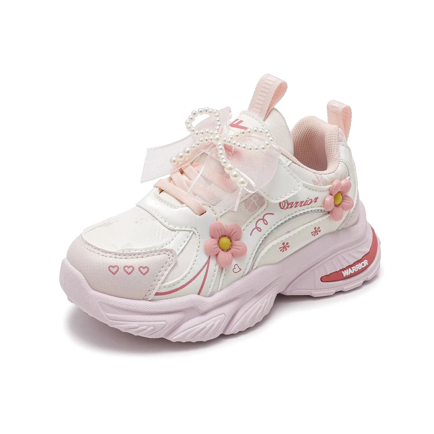 Детские повседневные кроссовки из экокожи White Pink WARRIOR — фото 3