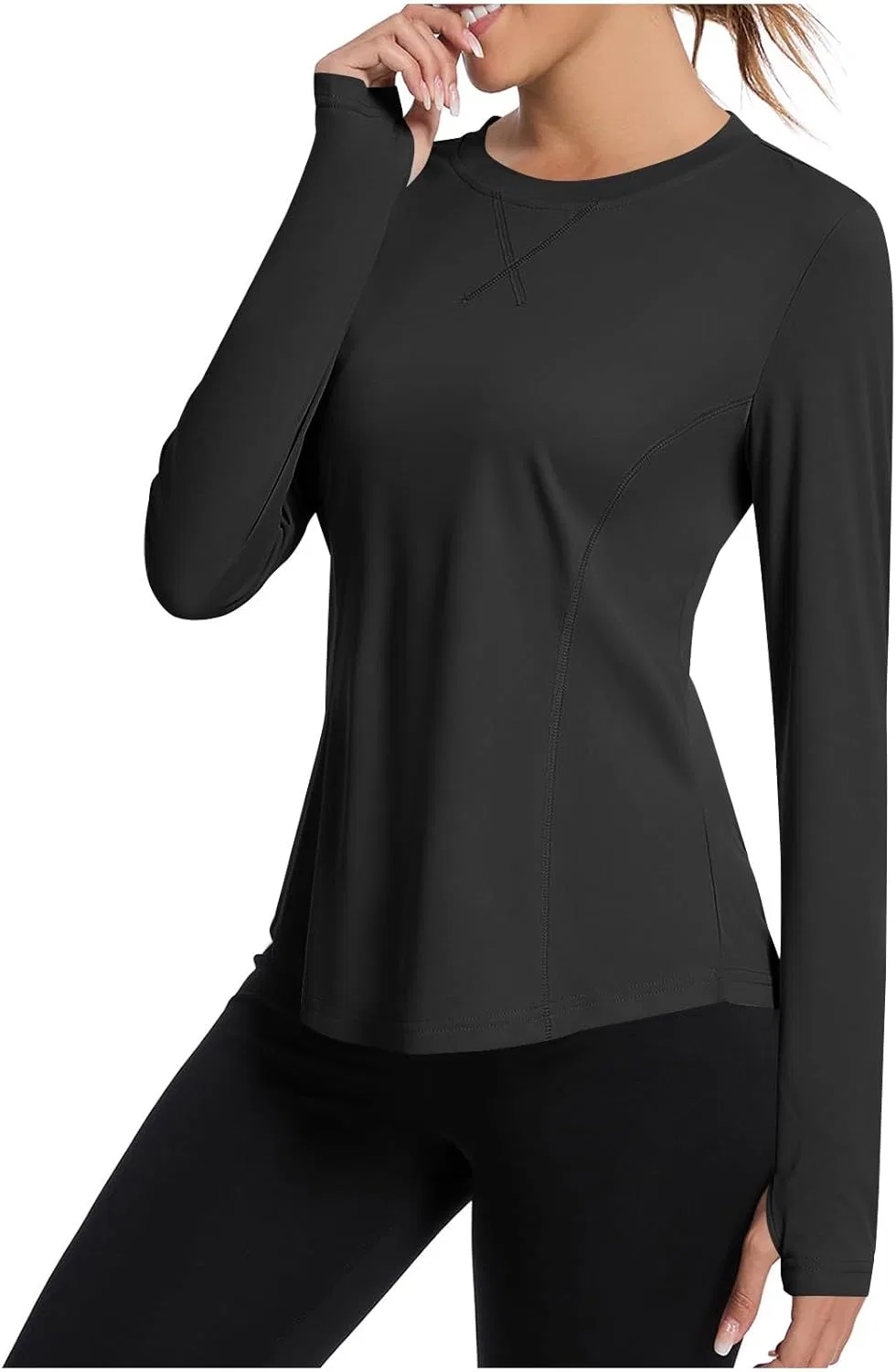 Женская рашгард с длинным рукавом UPF 50+, Black