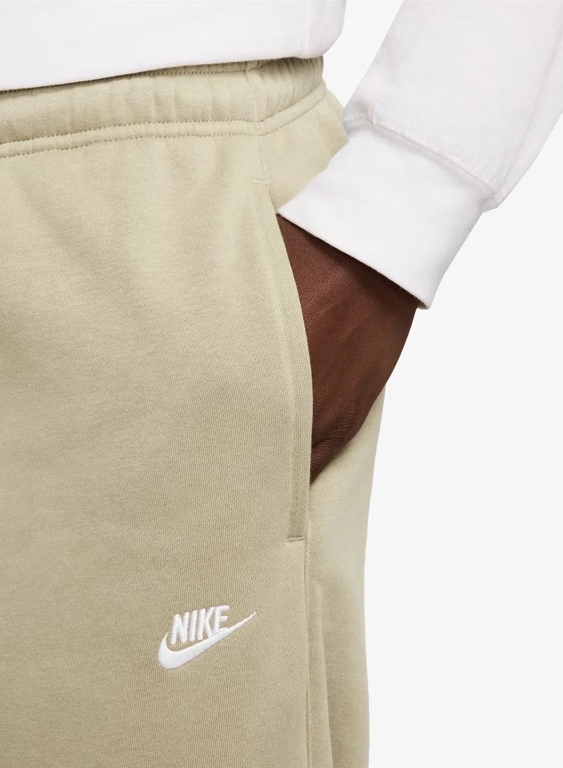 Брюки спортивные с манжетами Club Nike, светло-хаки — фото 3