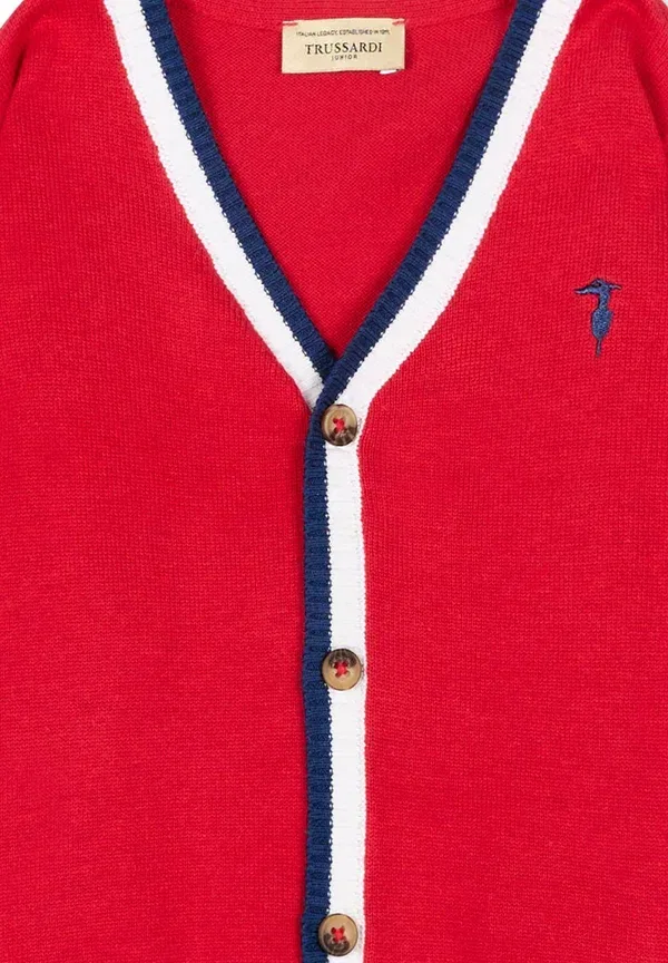 Кардиган хлопковый Cardigan Tru Trussardi Junior, красный — фото 3