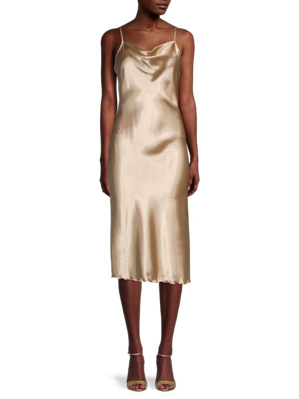 

Однотонное атласное платье-комбинация по косой Bebe Bronze