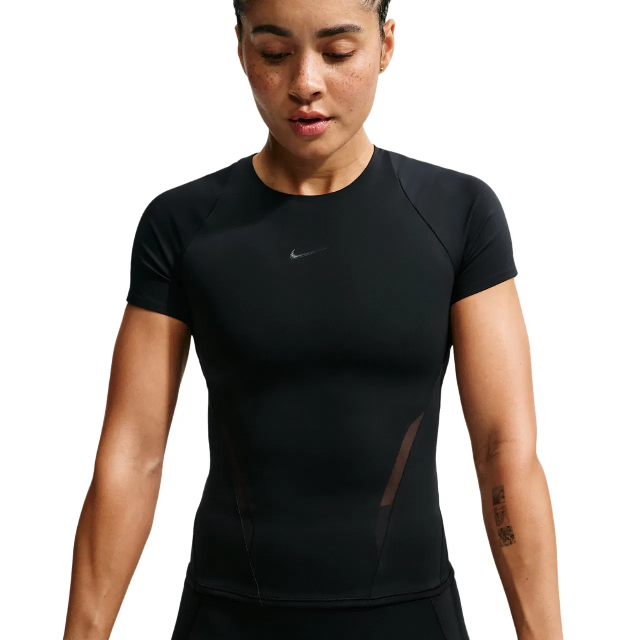 Женская футболка с длинным рукавом Nike Dri-FIT Universal SS Mesh Top, Anthracite Black Dk Smoke Grey