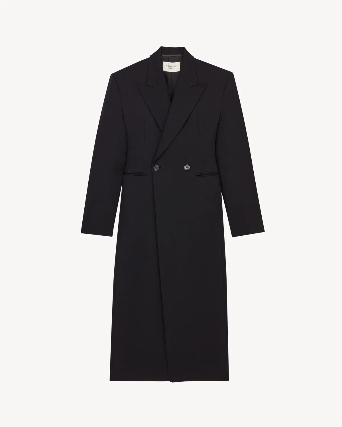 Однобортное пальто из зернистого габардина Saint Laurent, черный