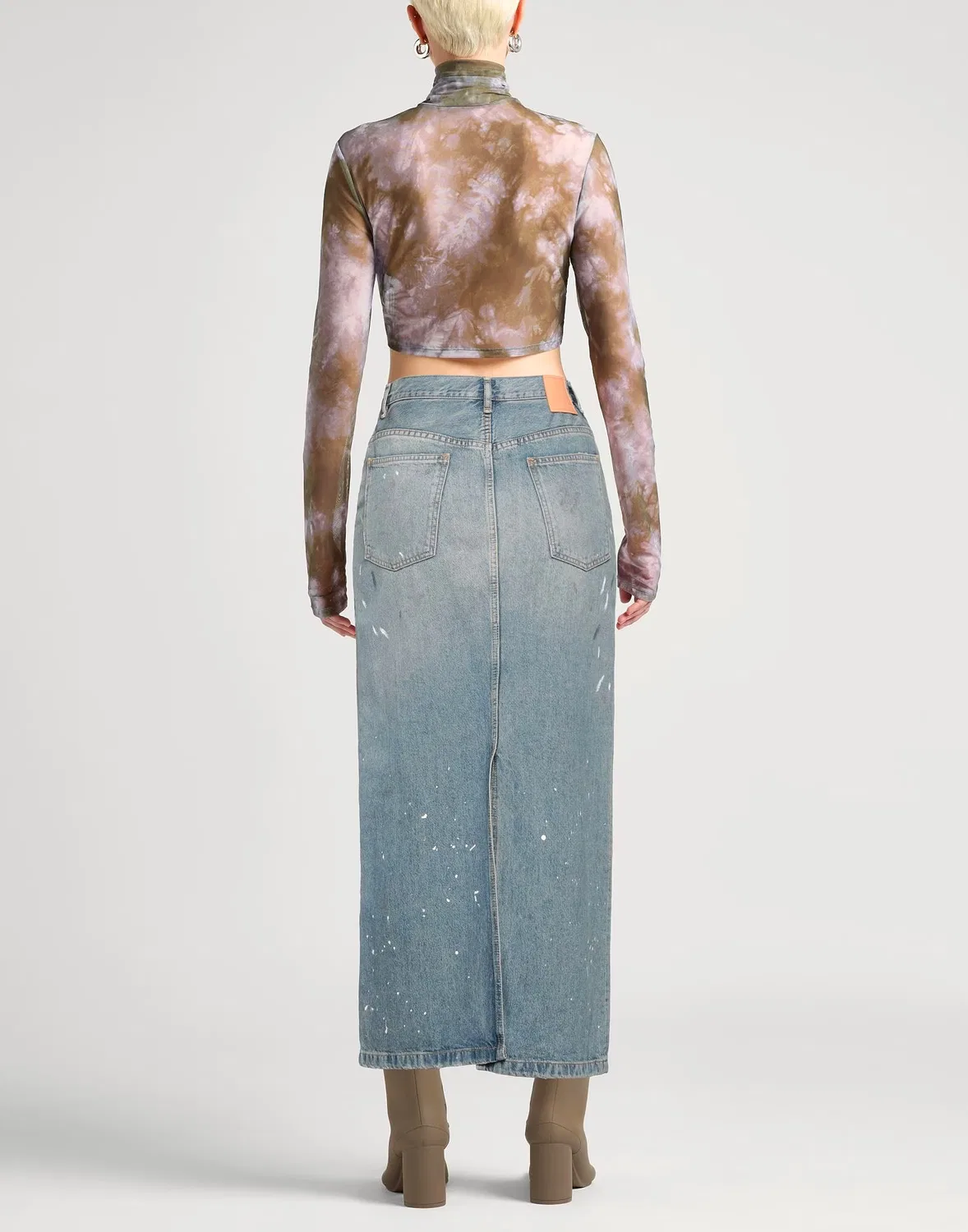 Женская расклешенная юбка джинсовая Acne Studios, синий — фото 3