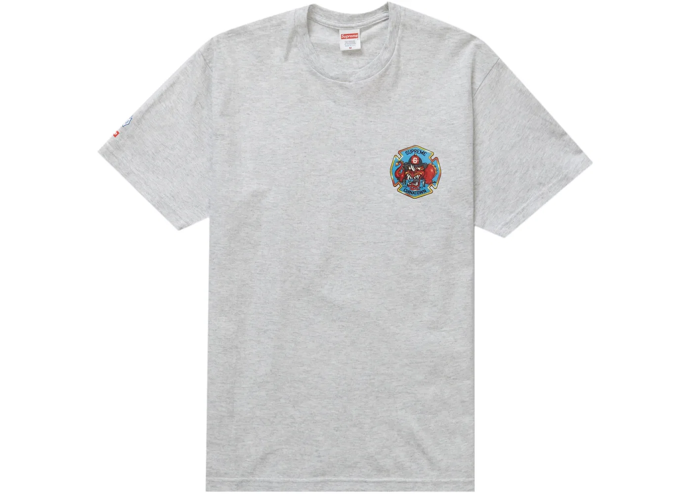 Мужская футболка с принтом Supreme FDNY Engine 9 Tee, Ash Grey