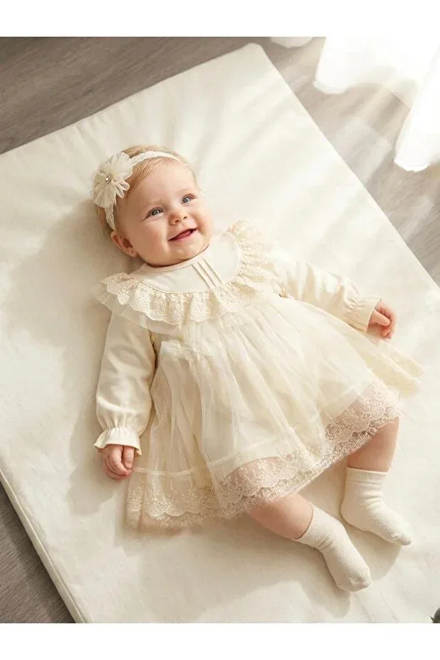 Детское платье для девочек с коротким рукавом Miniday Baby, Beige