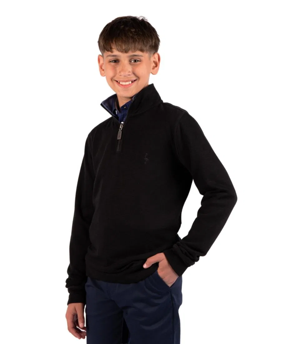 Свитшот с четверть-застежкой Boys' 8-20 French Rib Quarter Zip Tailorbyrd, Black — фото 3